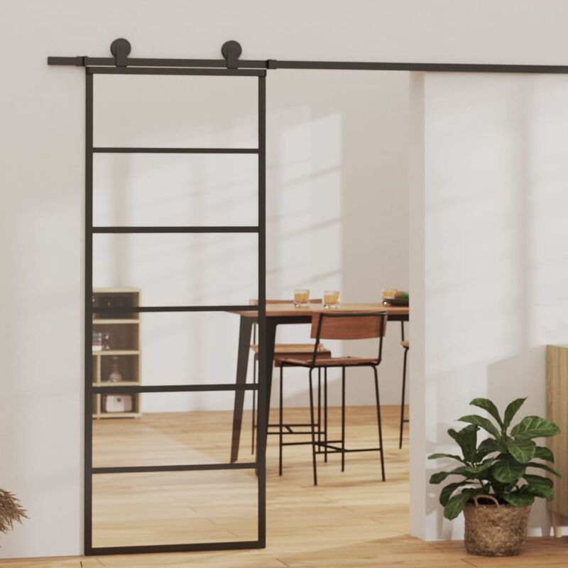 

BHD - Puerta corredera ESG vidrio y aluminio 76x205 cm negro