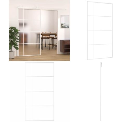 Puerta corredera ESG vidrio y aluminio blanca 102,5x205 cm - Puerta corredera blanca - Puerta corredera vidrio aluminio