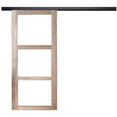 Puerta corredera Frake con acristalamiento transparente H204 x L73 cm, riel de banda negra para GD MENUISERIES