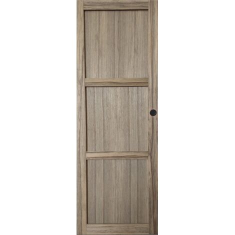 Puerta corredera Frake de 3 paneles H204 x L83 cm, conchas negras Gd Menuiseries
