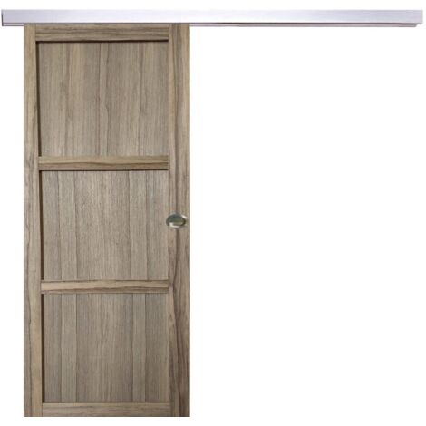Puerta corredera Frake de 3 paneles H204 x L83 cm, rail de aluminio, conchas GD MENUISERIES
