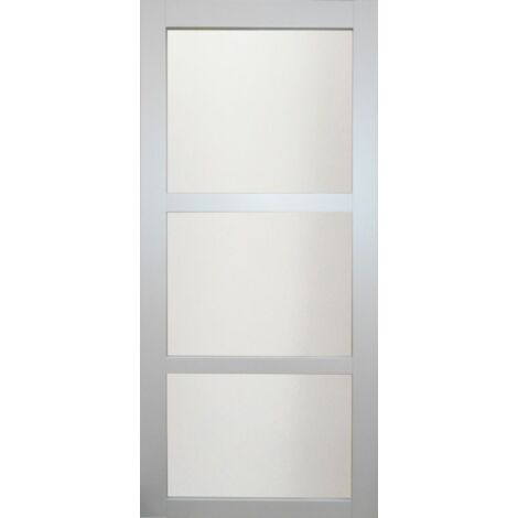 Puerta corredera Greyria gris claro con vidrio H204 x L93 cm Gd Menuiseries