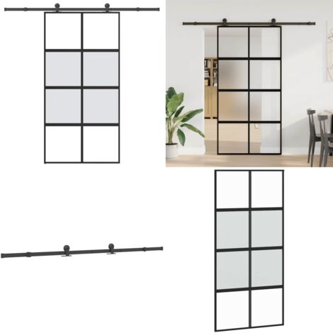 Puerta corredera herrajes 102,5x205 cm vidrio templado aluminio - Vidrio templado - Aluminio
