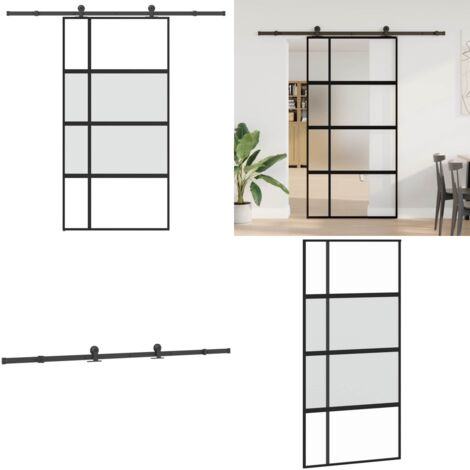 Puerta corredera herrajes 102,5x205 cm vidrio templado aluminio - Vidrio templado - Aluminio