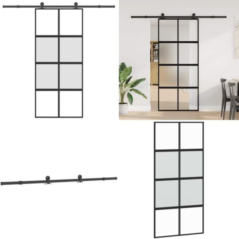 Puerta corredera herrajes 90x205 cm vidrio templado y aluminio - Herrajes - Vidrio templado