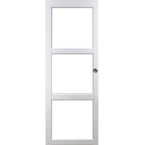 Puerta corredera Kenya blanca con acristalamiento transparente H204 x L73 cm, conchas Gd Menusería