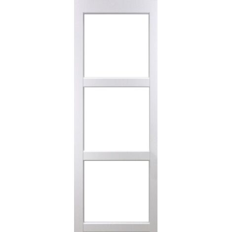 Puerta corredera Kenya blanca con acristalamiento transparente H204 x L83 cm, herrajes