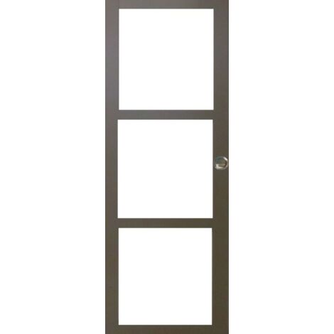 Puerta corredera marrón Ral7006 Acristalamiento transparente H204 x L73 y 2 carcasas