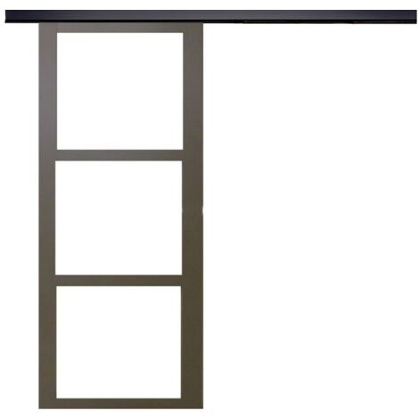 Puerta corredera marrón Ral7006 Acristalamiento transparente H204 x L83 + Riel de aluminio Listón negro