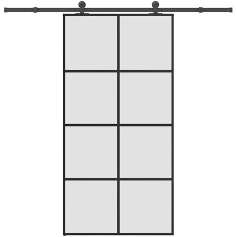 Puerta corredera set herrajes vidrio ESG aluminio 102,5x205 cm