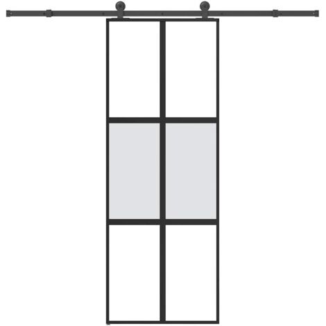 Puerta corredera set herrajes vidrio templado aluminio 76x205cm