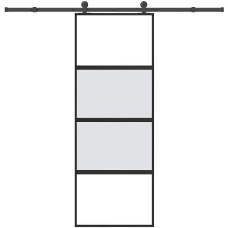 Puerta corredera set herrajes vidrio templado aluminio 76x205cm
