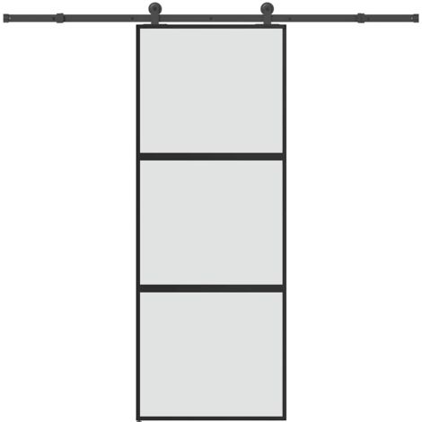 Puerta corredera set herrajes vidrio templado aluminio 76x205cm