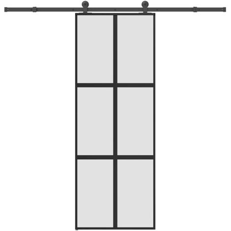 Puerta corredera set herrajes vidrio templado aluminio 76x205cm