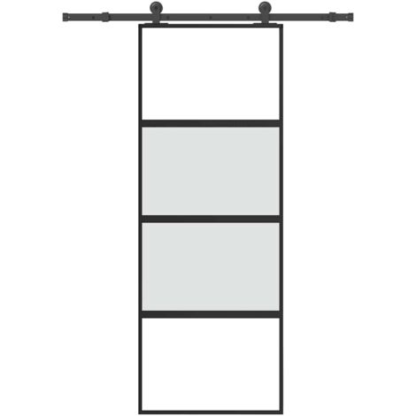 Puerta corredera set herrajes vidrio templado aluminio 76x205cm