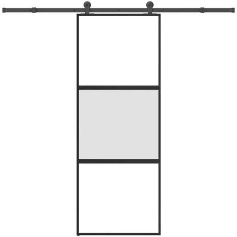 Puerta corredera set herrajes vidrio templado aluminio 76x205cm