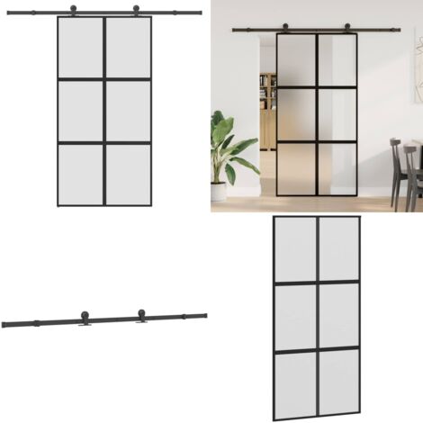 Puerta corredera set herrajes vidrio templado aluminio - Vidrio templado - Aluminio