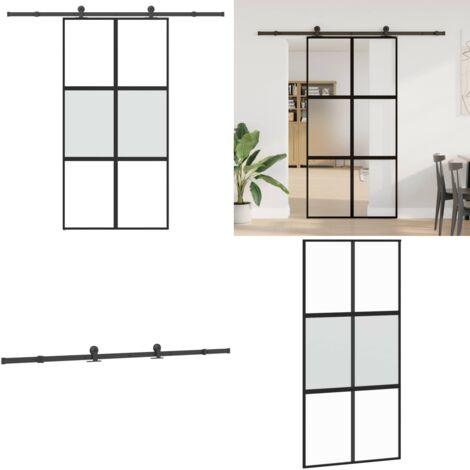 Puerta corredera set herrajes vidrio templado aluminio - Vidrio templado - Aluminio