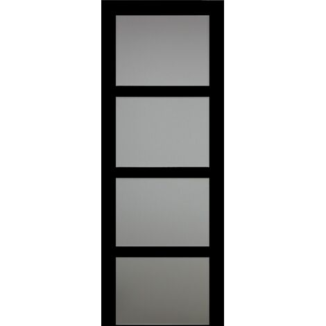 Puerta corredera Telia negra con cristal H204 x L73 cm, Gd Menuiseries