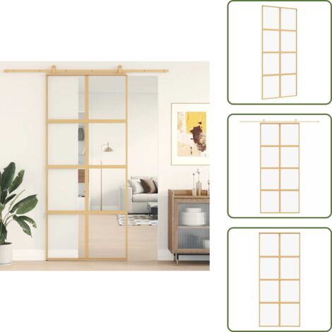 Puerta corredera transparente - vidaXL Puerta corredera dorada de vidrio ESG transparente y aluminio - Puerta corredera moderna
