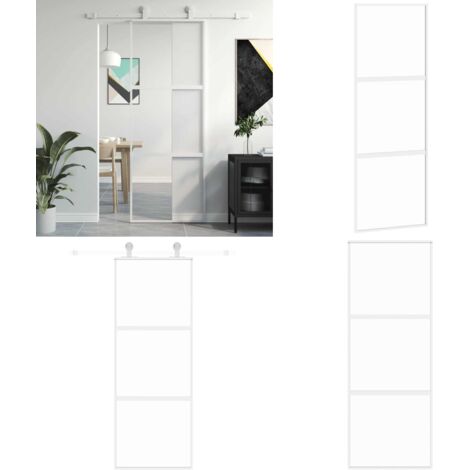 Puerta corredera vidrio templado y aluminio blanca 76x205 cm - Vidrio templado - Aluminio