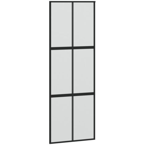 Puerta corredera vidrio templado y aluminio negra 76x205 cm vidaXL