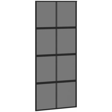 Puerta corredera vidrio templado y aluminio negra 90x205 cm vidaXL