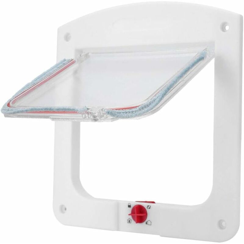 

Puerta corrediza con protector de ventanas de vidrio, puerta abatible para gatos con cerradura de 4 vías para puertas interiores y exteriores