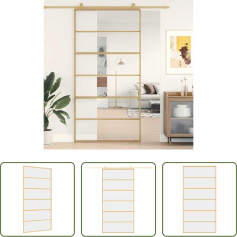 Puerta Corrediza de Vidrio -  Puerta corredera dorada de vidrio ESG transparente y aluminio