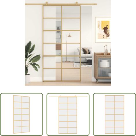 Puerta Corrediza de Vidrio -  Puerta corredera dorada de vidrio ESG transparente y aluminio