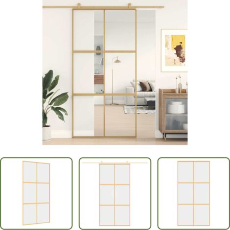 Puerta Corrediza de Vidrio -  Puerta corredera dorada de vidrio ESG transparente y aluminio