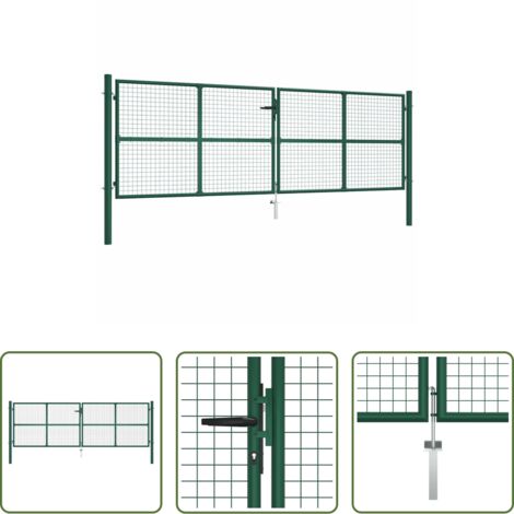 Puerta de acero - Puerta de jardín de malla de acero 400x125 cm Verde