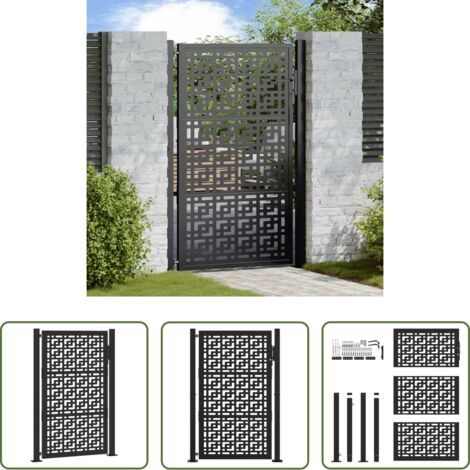 Puerta de acero -  Puerta de jardín negra 100x150 cm diseño de cruz de acero