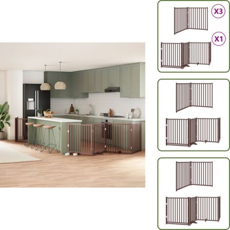 Puerta de álamo para perros - vidaXL Puerta de perros plegable 10 paneles madera álamo marrón 800 cm - Puerta para perros marrón