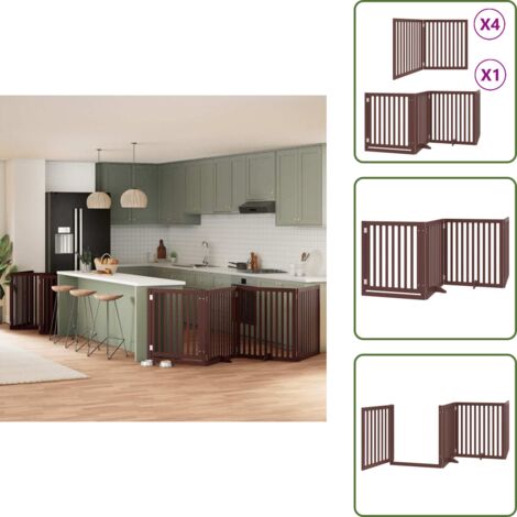 Puerta de álamo para perros - vidaXL Puerta de perros plegable 12 paneles madera álamo marrón 960 cm - Puerta para perros marrón