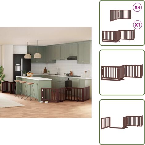 Puerta de álamo para perros - vidaXL Puerta de perros plegable 12 paneles madera álamo marrón 960 cm - Puerta para perros marrón