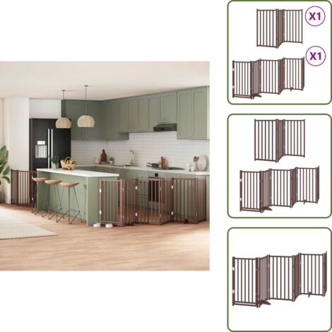 Puerta de álamo para perros - vidaXL Puerta de perros plegable 9 paneles madera álamo marrón 450 cm - Puerta para perros marrón
