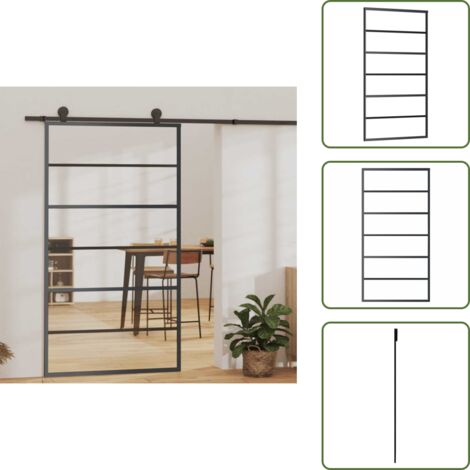 Puerta de aluminio - vidaXL Puerta corredera ESG vidrio y aluminio negra 102x205 cm - Puerta de vidrio negra