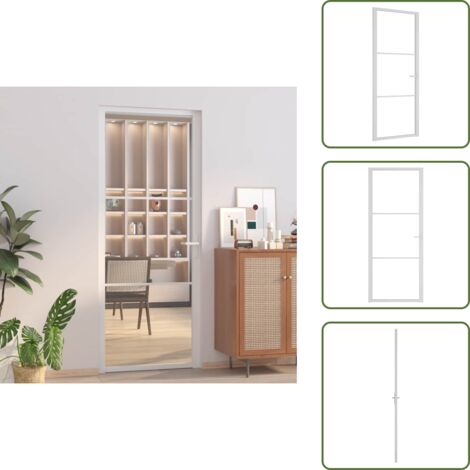 Puerta de aluminio - vidaXL Puerta interior vidrio EGS y aluminio blanco 83x201,5 cm - Puerta moderna