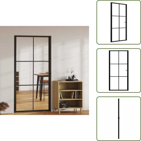 Puerta de aluminio - vidaXL Puerta interior vidrio ESG y aluminio negro 102,5x201,5 cm - Puerta de vidrio negro
