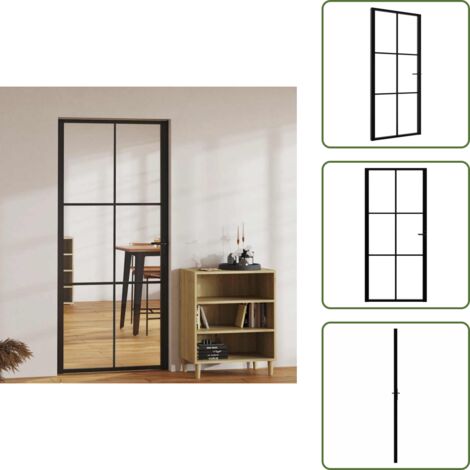 Puerta de aluminio - vidaXL Puerta interior vidrio ESG y aluminio negro 93x201,5 cm - Puerta interior moderna