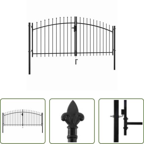 Puerta de cerca -  Puerta de valla de doble puerta Woerden con punta de lanza 299,5x149,5 cm