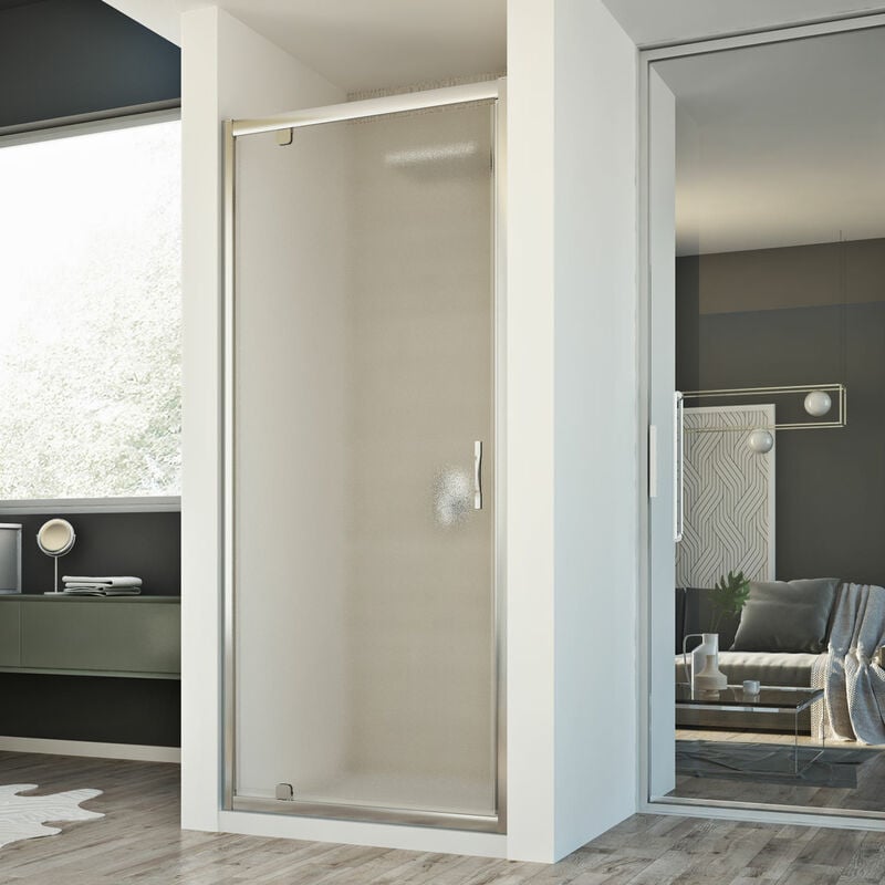 

Puerta de ducha abatible vidrio impreso h 198 mod. Cristal 1 Anta 75 cm
