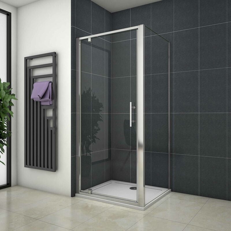 

Mampara de Ducha Angular Puerta Abatible Cristal 6 MM 80x90x185cm