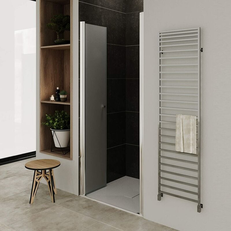 

Puerta de ducha altura 185 cm - vidrio de seguridad de 6mm con nano-revestimiento 76-80 cm (SATINADO)