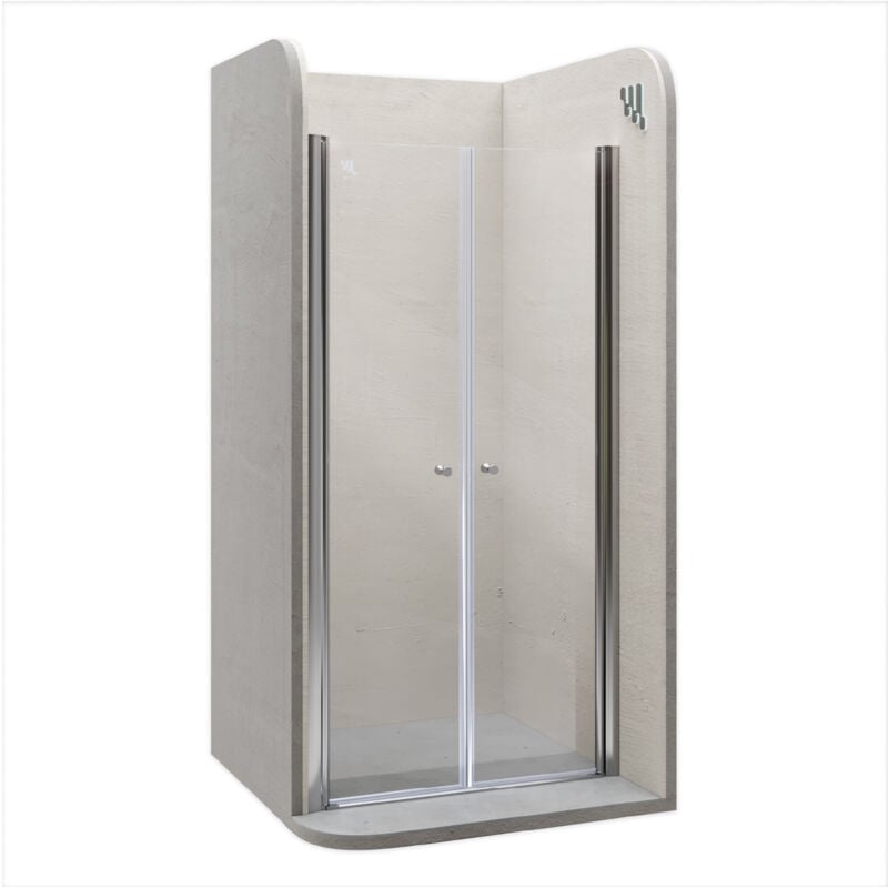 

Puerta de ducha altura 195 cm - vidrio de seguridad de 6mm con nano-revestimiento 76-80 cm (TRANSPARENTE)