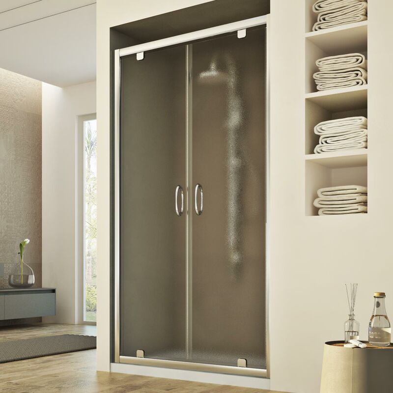 

Puerta de ducha ap. abatible Strukturglas h 185 mod. Sintesi 2 Hojas 110 cm