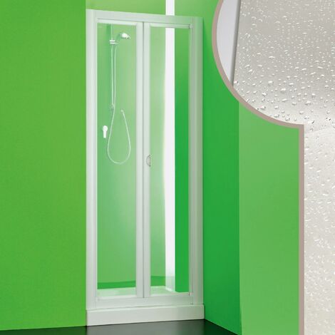 Puerta de ducha plegable para nicho h 185 cm reversible de acrílico blanco
