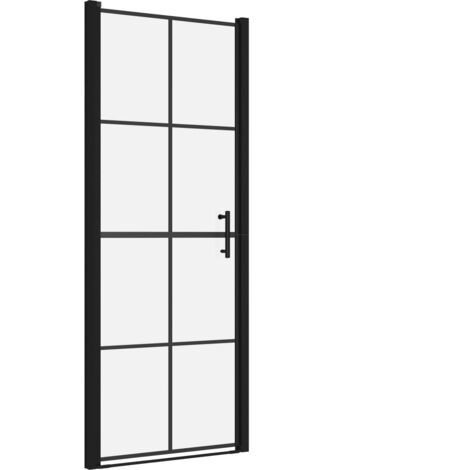 Puerta de ducha baño WC cuarto de ducha interior hogar vidrio templado 81x195 cm negro 020002008