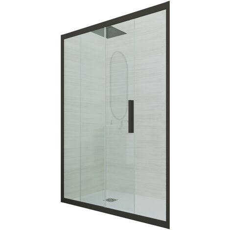 Puerta de ducha  cm corredera pvc Negro Mate Deco